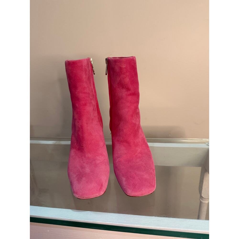 Pink Suede Sam Edelman Ankle Boots Size 7.5 | 3.5” Chunky Heel